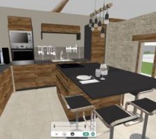Projection 3D de la cuisine au début de notre réflexion, elle a un peu évolué depuis