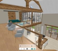 Projection 3D de la mezzanine sud (normalement on ne met plus d'escalier à cet endroit)