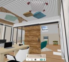 Projection 3D du bureau à l'étage - Initialement prévu un filet d'habitation au-dessus du bureau, mais on va le mettre ailleurs