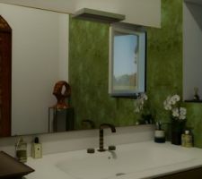 Vue de la douche vers le lavabo