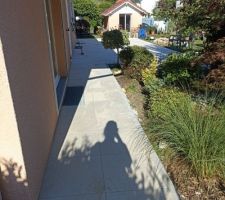 Début, suite et fin de la pose de la terrasse en grès cérame