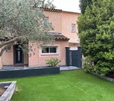 L ancienne terrasse a changer ainsi qu une partie de la pelouse aussi a remplacer