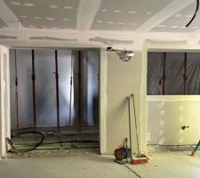 Placage des ouvertures et réalisation de l'ouverture pour la verrière entre salon/SAM