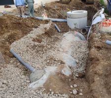 La noue d'infiltration et la cuve de r&eacute;tention