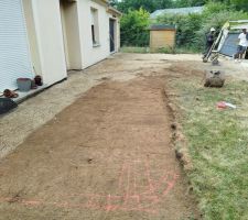 Pr&eacute;paration pour l'installation d'une all&eacute;e + terrasse en pierre naturel