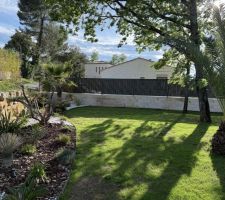 Cloture, et grillage avec occultants pos&eacute; en quinquonce