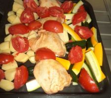 Les autres courgettes en tron&ccedil;on pour accompagner pommes de terre tomates du potager