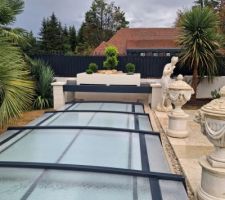 Mise en place d un bac a plante au dessus de l abris piscine plier