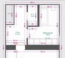 Plan future salle de bain wet-room sans paroi