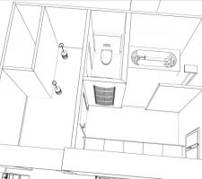 Plan future salle de bain wet-room avec paroi