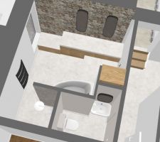 Plan SDB 1er version vasque 70cm et couloir 100cm