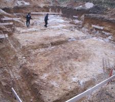 Feraillage des fondations en cours