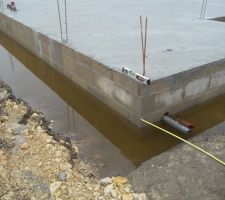 Comme vous pouvez le constater il y a de l'eau sur environ 30 à 40 cm autour du vide sanitaire et dans le vide sanitaire puisque les tuyaux ne sont ni bouchés ni relevés