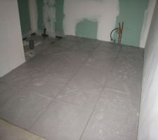 Carrelage pos&eacute; dans salle de bain sauf douche &agrave; l'italienne