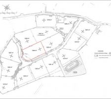 Plan du lotissement (notre parcelle en rouge)