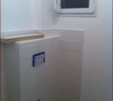 Wc carrelage Leroy Merlin pour le mur et bricoman au sol le résultat j'aime beaucoup