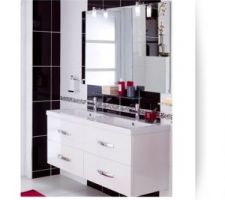 Voici ce que nous allons mettre dans la salle de bain:
Meuble plan vasque robinetteries miroir spots ensemble nano l 120 cm