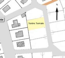 Vue cadastrale de l'implantation et orientation du terrain.