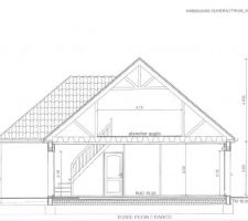 PLAN DE COUPE DE LA MAISON, MONTE SUR TERRE PLEIN ET NON SUR VIDE SANITAIRE.