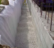 Le drain est recouvert de gravier...