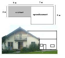 Plan de ma maison avec l agrandisement dessin&eacute;