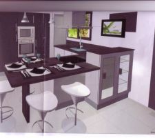 Cuisine ouverte avec table integree