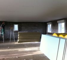 Plaquiste au travail, Pose du plafond