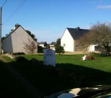 Pose de la pancarte avant construction