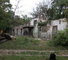 La charpente en cours de d&eacute;montage