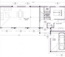 Plan du rez de chaussée
salon/cuisine   2 chambres   salle d'eau