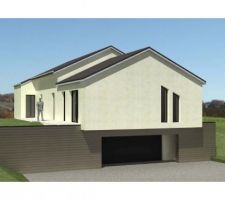Vue de la façade avant de la maison (projection 3D fournie par l'architecte)