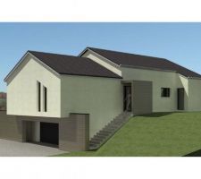 Vue du coté entrée de la maison (projection 3D fournie par l'architecte)