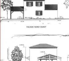 Suite des façades, l'abri ne pouvant être positionné tel qu'il est dessiné, il sera centré / façade et de dimensions différentes.