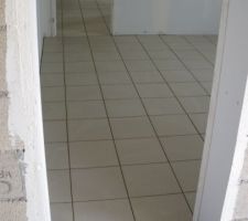 Carrelage cuisine et salon/salle à manger.