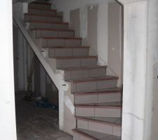 Rev&ecirc;tement de l'escalier termin&eacute;