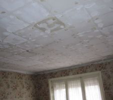 Plafond avant (il y avais des dalles de polystyr&egrave;nes coll&eacute;es dessus)