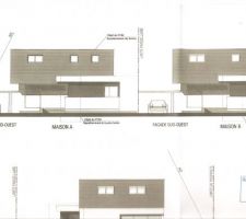 Façade sud ouest (entrée) telle qu'indiquée dans le permis de construire