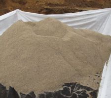 Remplissage du sable apres pose lateral geotextile