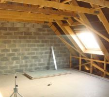 2è jour , mise en place du plancher bois à l'étage.