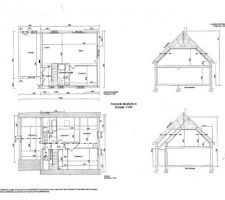 Plan de la maison B, à noter qu'un petit couloir sera créer pour séparer la chambre 1 et les sanitaires du bas