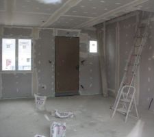 Vue sur l' entrée et le futur salon
