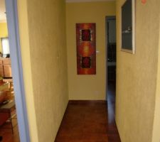 Couloir vue de la porte d'entr&eacute;e, en face la SDB, a gauche le salon SAM