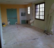 La on est a l'etage la tapisserie parme etait une chambre, la verte aussi et au fond la SDB, on voit l'implatation des anciennes cloisons