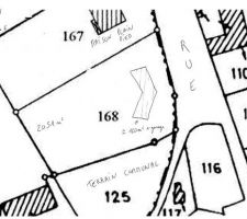 Notre terrain est le 168 avec la description de ce qu'il y a autour et l'implantation (approximative)  que nous aimerions de notre future maison