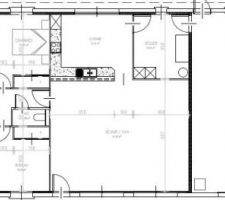 Voila enfin le plan final de notre maison ,
Le garage risque d'etre modifier de 6 metres a 5 metres de large ...