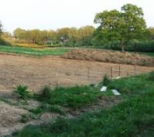 1&egrave;re &eacute;tape du terrassement : d&eacute;capage de la terre v&eacute;g&eacute;tale.