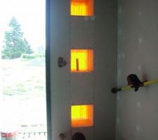 Habillage briques de verre entrée