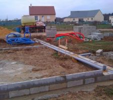 Debut de la dalle 1er rang de parpaing