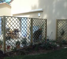 Treillis en vue de créer un mur végétal pour séparer la terrasse de la vue des voisins