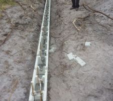 Le futur mur du garage (A l'est. Si quelqu'un sait pourquoi les parpaing sont différents?